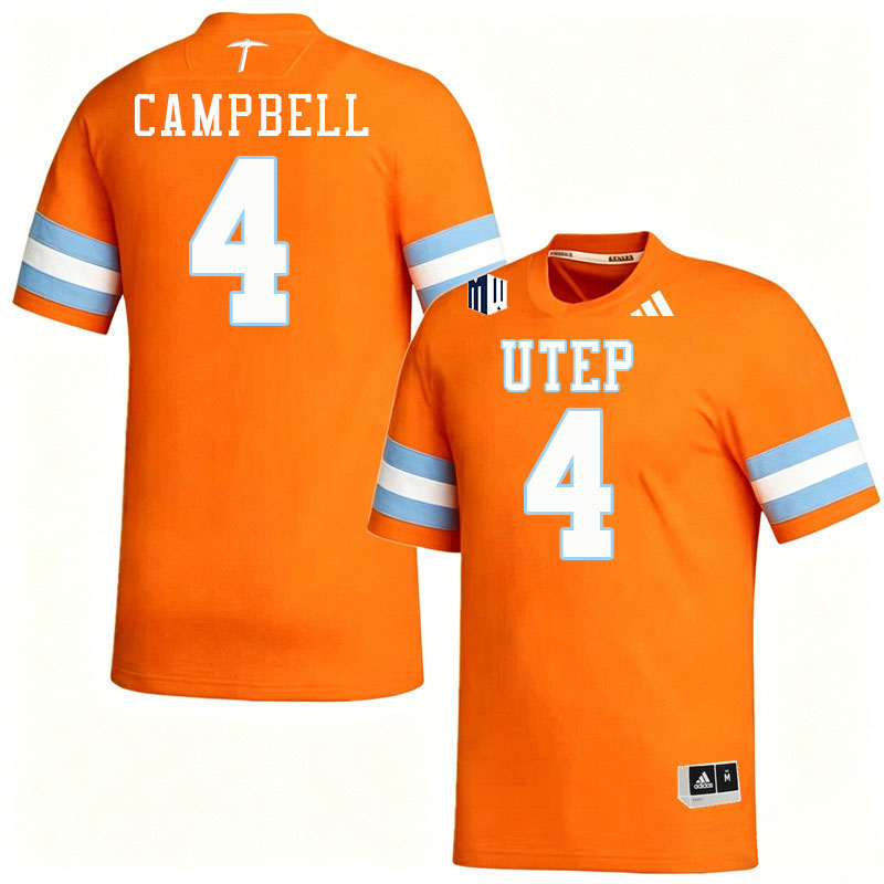 UTEP Miners #4 Neil Campbell College Football Jerseys,Uniforms-Orange